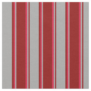 Tissu Rouge foncé, gris foncé et rayures de couleur po