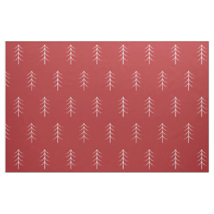 Tissu rouge Motif minimaliste de pin blanc