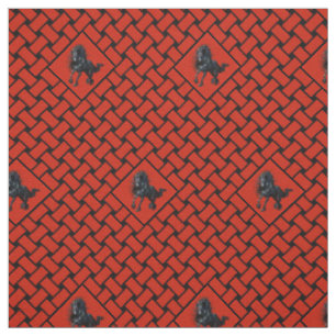 Tissu rouge/noir, diamant, cheval friésien 3"