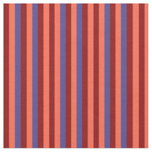 Tissu Rouge, rouge foncé et bandes bleu ardoise foncé