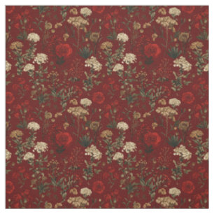 Tissu Rouge Rustique Botanique Bold Vintage Boho Floral