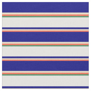 Tissu Rouge, Tan, Bleu, Blanc & Vert mer Motif rayé