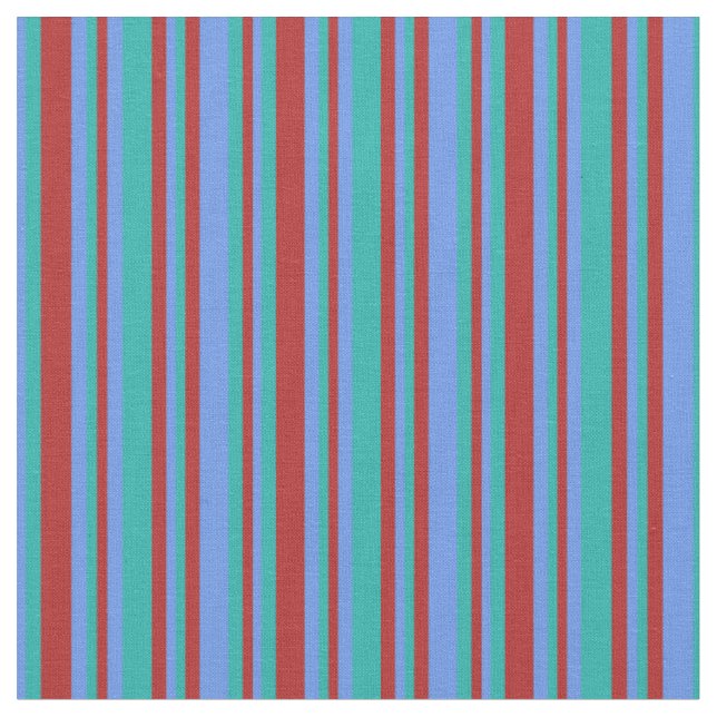 Tissu Rouge, vert de mer clair et Motif bleu de Cornflow (Fermer)