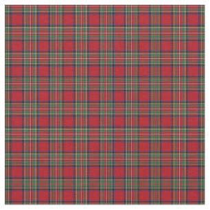 Tissu Rouge Vert Plaid Rustique Classic Stewart Tartan