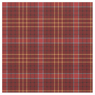 Tissu Rouge vintage, or, et plaid écossais bleu