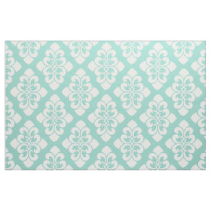 Tissu Rouleau blanc de damassé sur l'Aqua frais
