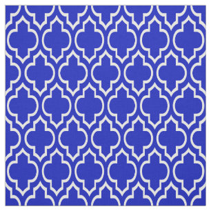 Tissu Royal Blue, White Moroccan Quatrefoil #7