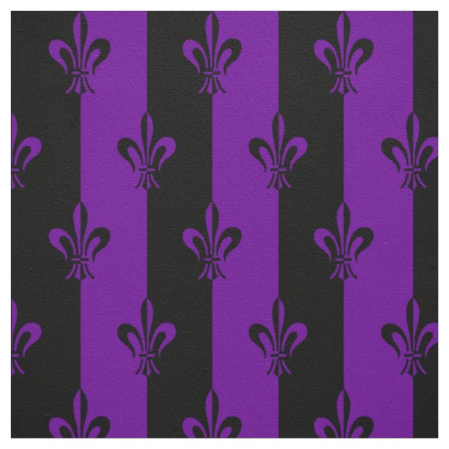 Tissu Royal Purple Fleur De Lis Lily Motif (Échantillon)