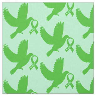Tissu Ruban vert de conscience avec la colombe de