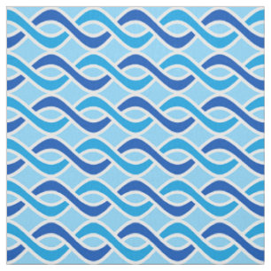 Tissu Rubans modernes du milieu du siècle, cobalt et ble
