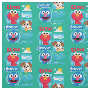 Tissu Rue Sésame   Elmo, Tango, & Grover Park Graphic