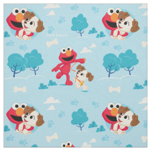 Tissu Rue Sésame   Motif Elmo & Tango