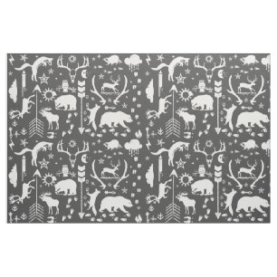 Tissu Russe Animal Track Ours Renard Renard Motif Woodla