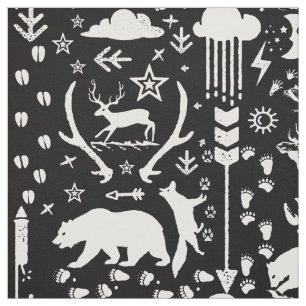 Tissu Russe Animal Track Ours Renard Renard Motif Woodla