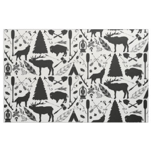 Tissu Russe Buffalo Deer Flèches loup Motif Woodland