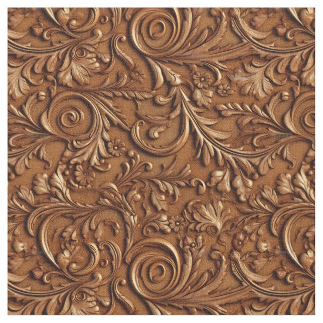 Tissu Rustic saddle brown tooled leather (Fermer)
