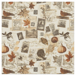 Tissu Rustique Automne Ephemera Collage Terre chaude