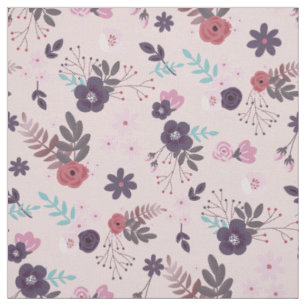 Tissu Rustique Mauve rose & Plum Floral Motif tendance