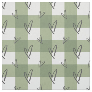 Tissu Sage Green Heart - Premium Pima Cotton Fabric