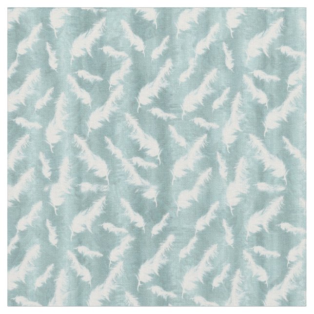 Tissu Sage Green Silk Drapes - Plumes blanches (Fermer)