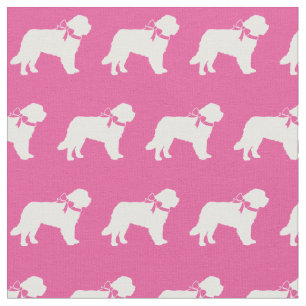 Tissu Saint Bernard Chien Silhouette Animal rose