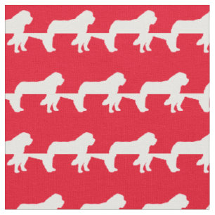 Tissu Saint Bernard Chien Silhouette Animal Rouge