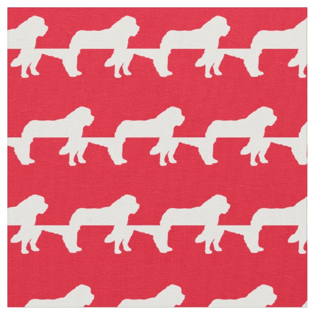 Tissu Saint Bernard Chien Silhouette Animal Rouge (Fermer)
