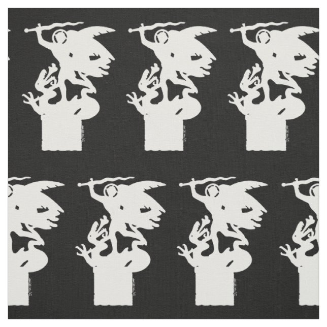 Tissu Saint Michael et Dragon (en blanc) (Échantillon)