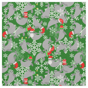 Tissu santa claus noël manat vert