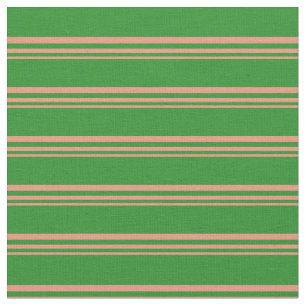 Tissu Saumon foncé et bandes vert forêt
