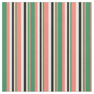 Tissu Saumon, vert mer, bronzé, noir et blanc