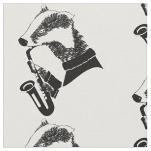 Tissu Saxophone blaireau noir et blanc personnalisé