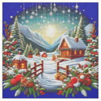 Scène de Noël hivernale extérieure à broderie