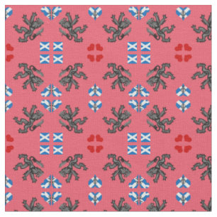 Tissu Scottish Flag & Lion Hearts, Scotland fashion PNK
