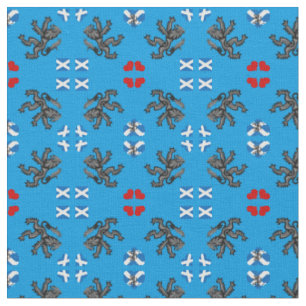 Tissu Scottish Flag & Lion Hearts, Scottish fashion BLU2