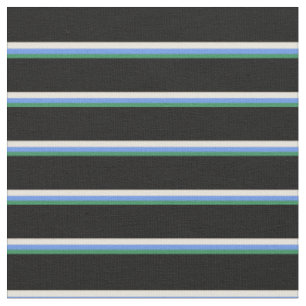 Tissu Sea Green, Cornflower Blue, Beige et Black