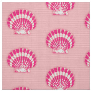 Tissu Sea Shell - fuchsia rose et blanc