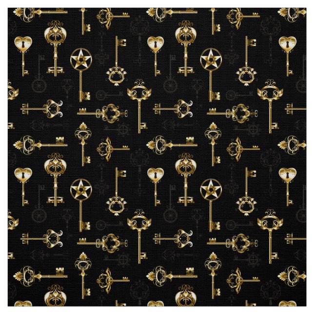 Tissu Seamless Pattern with Golden Keys (Échantillon)