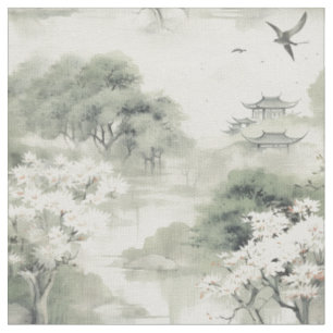 Tissu Serene Tranquillité thème japonais