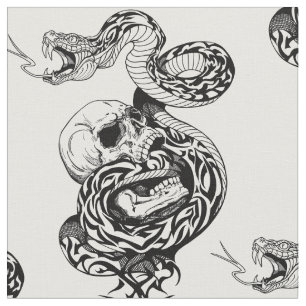 Tissu serpent et crâne humain brisé