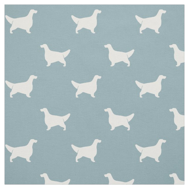 Tissu Setter anglais Silhouettes Motif Bleu clair (Échantillon)