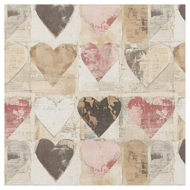 Tissu Shabby Chic Collage Hearts (Fermer)