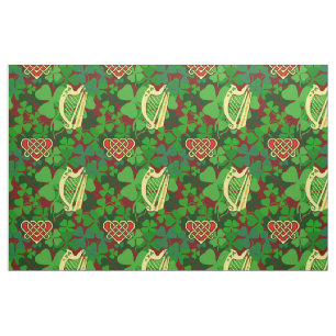 Tissu shamrock irlandais, harpe irlandaise, coeur celtiq