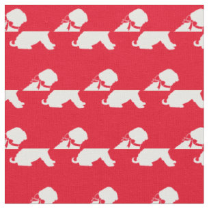 Tissu Shar Pei Chien Silhouette Animal Rouge