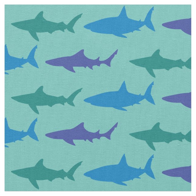 Tissu Sharks jolie Silhouette Bleu Turquoise (Fermer)