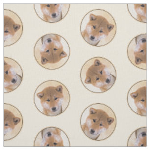 Tissu Shiba Inu Peinture Rouge mignonne Original Animal 