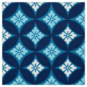 Tissu Shippo avec le motif de fleur, le bleu d'indigo et