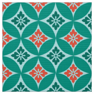 Tissu Shippo avec le motif, la turquoise et le corail de