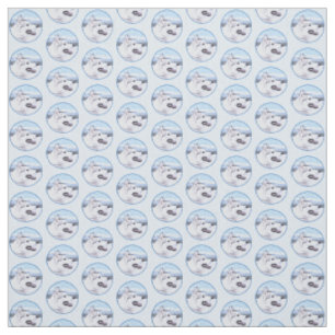 Tissu Sibérie Husky (argent et blanc) Peinture Dog Art