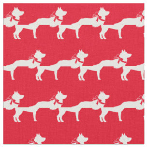 Tissu Sibérie Husky Chien Silhouette Animal Rouge